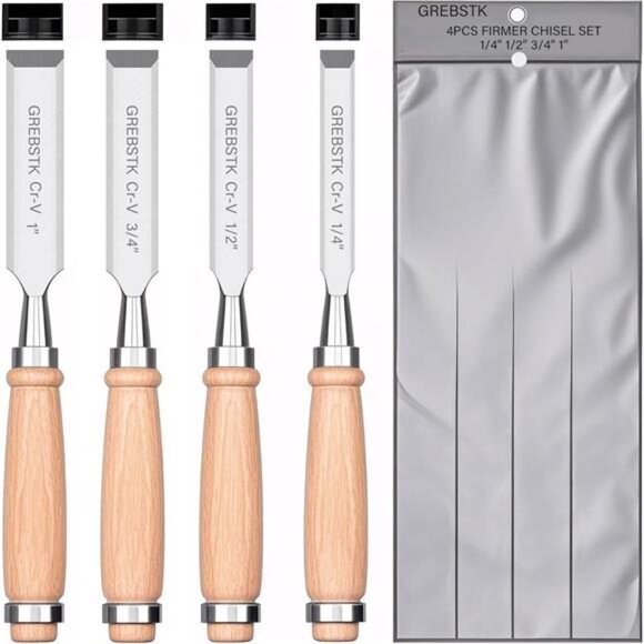 Other - 4 Pcs Wood Chisel Set, CRV Steel Bevel Sharp Edge Bench Chisels